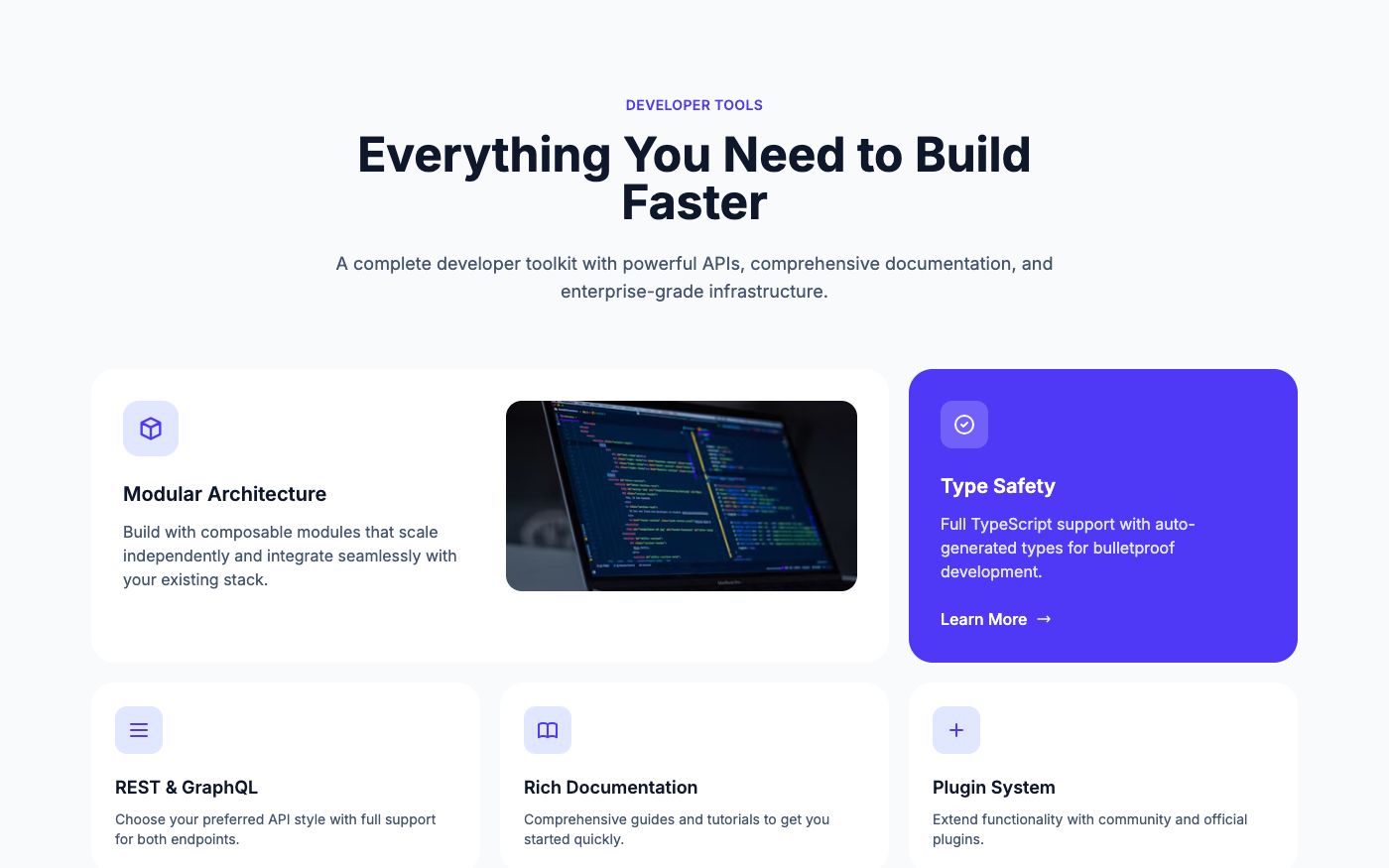 Minimal feature cards — clean for healthcare services