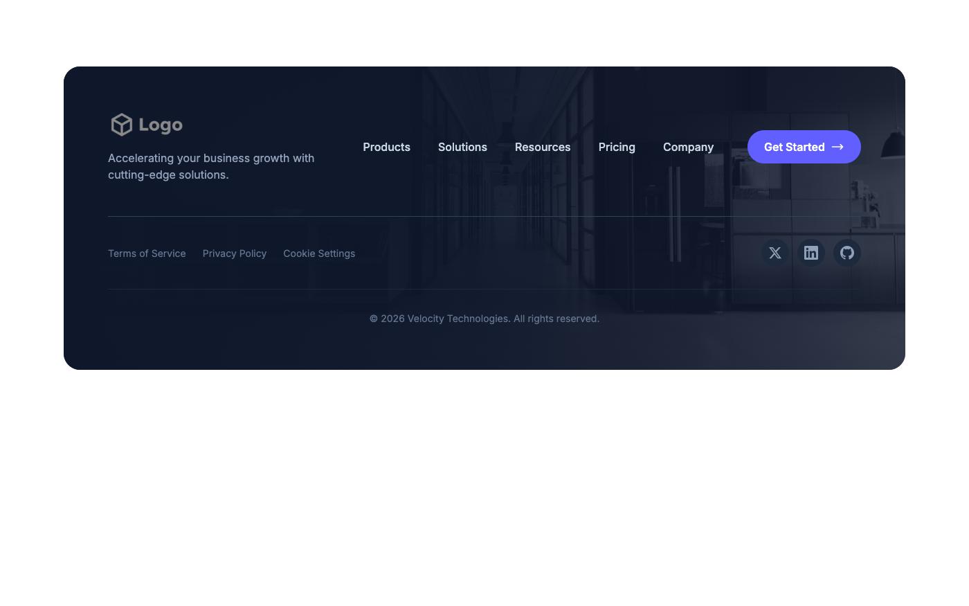 Card footer with horizontal navigation