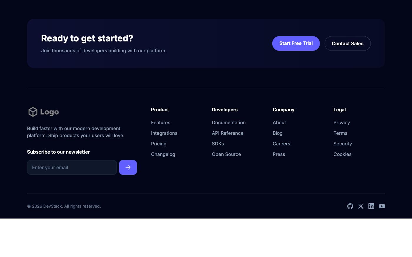 Tailwind CSS Footer Examples: 8 Free Layouts with Code