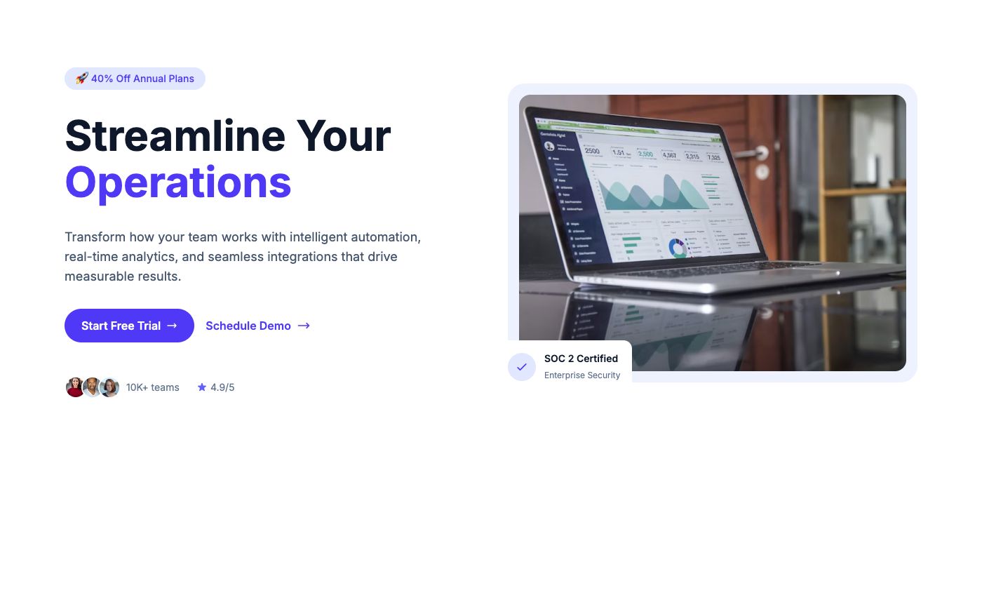 SaaS Efficiency Hero Section