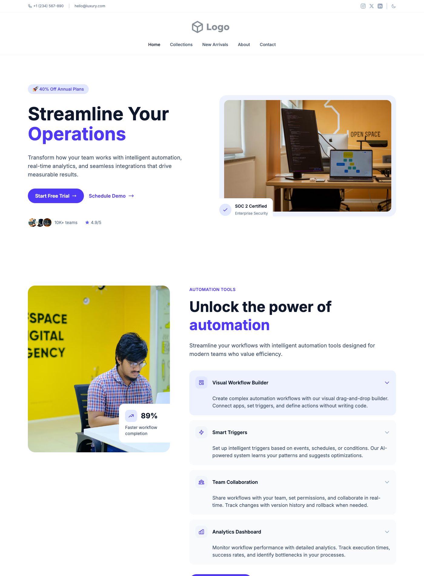 SaaS Workflow Landing Page