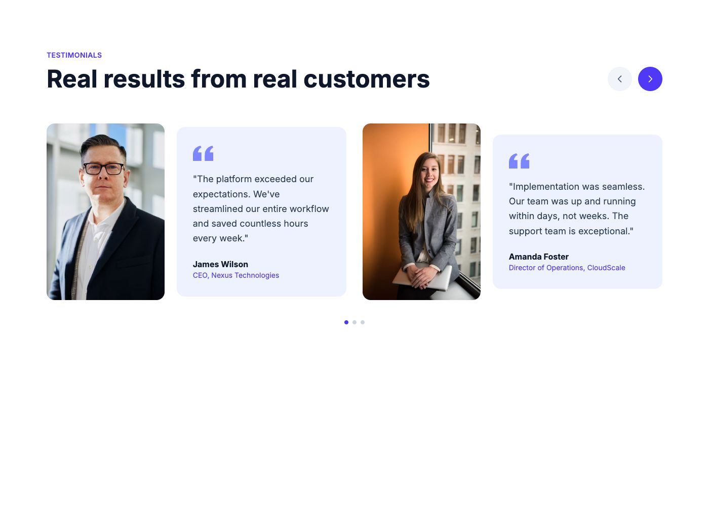 Testimonial Asymmetric Carousel T5 preview